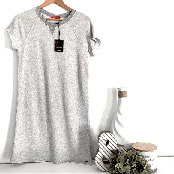 NWT N:Philanthropy CalaLilly Gray Mini Sleeve Sweatshirt Dress Size Small - Picture 1 of 16